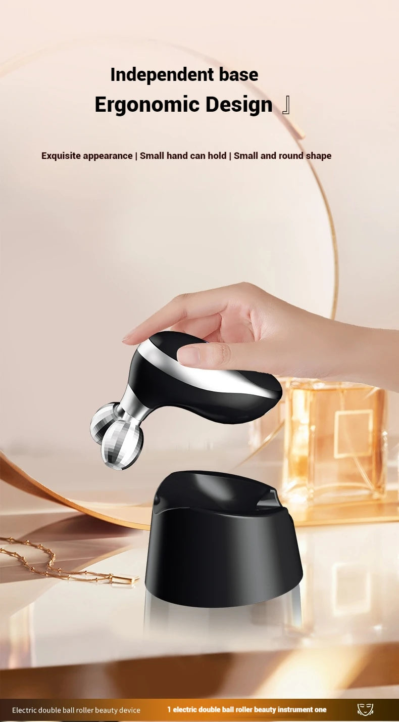 Electric Facial Roller Massager - EMS Microcurrent V-Shape Lifting Device for Face Contouring, Anti-Aging Skin Care & Hydration