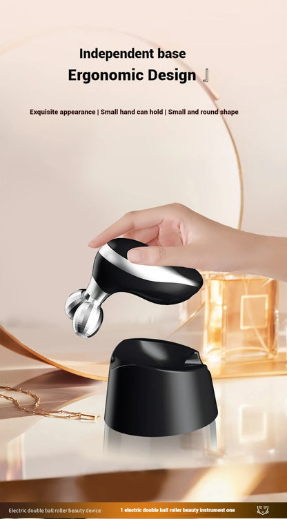 Electric Facial Roller Massager - EMS Microcurrent V-Shape Lifting Device for Face Contouring, Anti-Aging Skin Care & Hydration