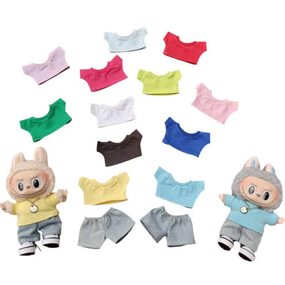 Labubu 3.0 Doll 15/17cm Hoodie with Jeans Set Outfit Accessories for Ropa Labubu
