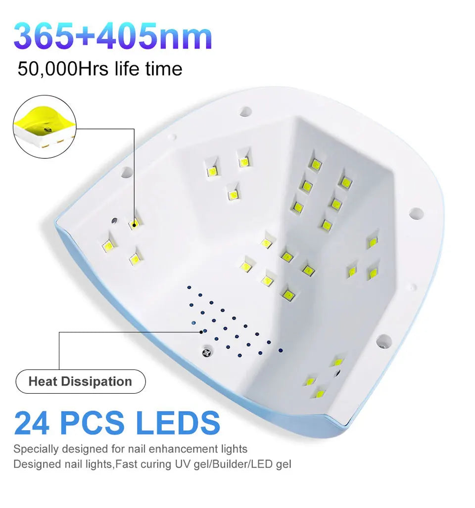 24/6 LED UV Lamp for Nails Gel Polish Drying With LED Display And Motion Sensing Professional Manicure Lamp Dryer Home Use Tool