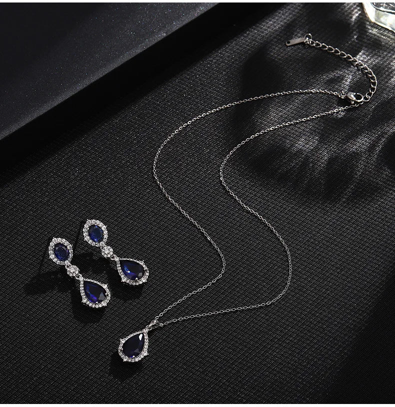 Fashion necklace accessories women's earring Jewelry sets bride's wedding zircon water drop girls earrings for women jewellery