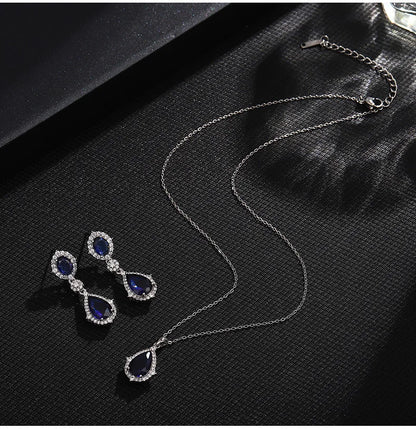 Fashion necklace accessories women's earring Jewelry sets bride's wedding zircon water drop girls earrings for women jewellery