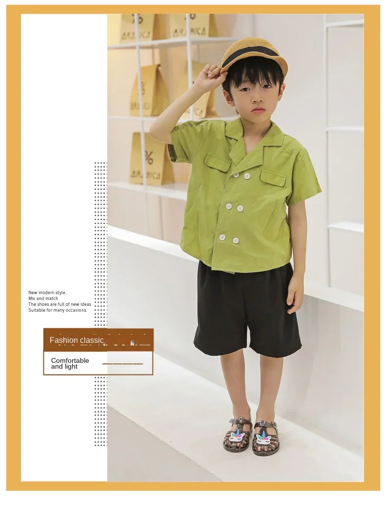 New Child Sandal Cute Girl Boy Beach Cave Shoe Transparent Glitter Jelly Crystal Kid Princes Shoe Breathable Roman Beach Sandal