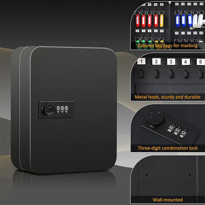 Key Box Wall Mounted 20 Key Hooks Key Cabinet Wall Mount with Key/Code Lock Key Storage Lock Box Key Cabinet Security Lock Box