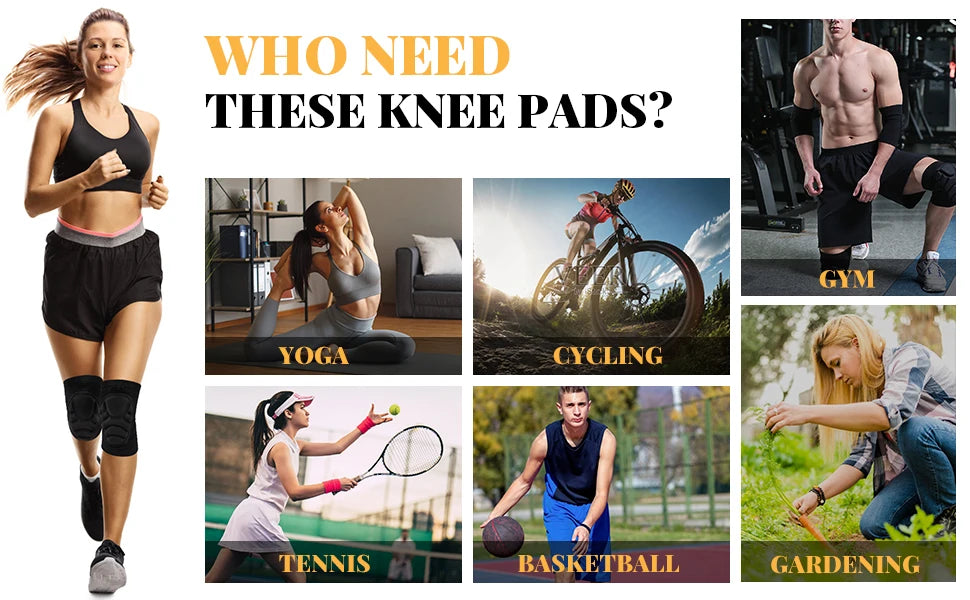 1Pair Knee Elbow Pads,Thick Sponge Collisioned Kneepads for Sports,Protective Knee Support Sleeve for Basketball Running Cycling