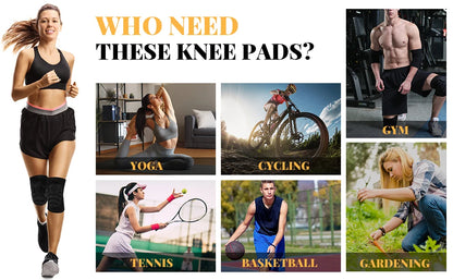 1Pair Knee Elbow Pads,Thick Sponge Collisioned Kneepads for Sports,Protective Knee Support Sleeve for Basketball Running Cycling