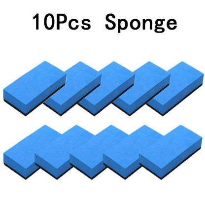 Car Ceramic Coating Sponge Applicator Glass Nano Wax Coat Sponges Blue Square Sponge and Cloth Car Cleaning Brush