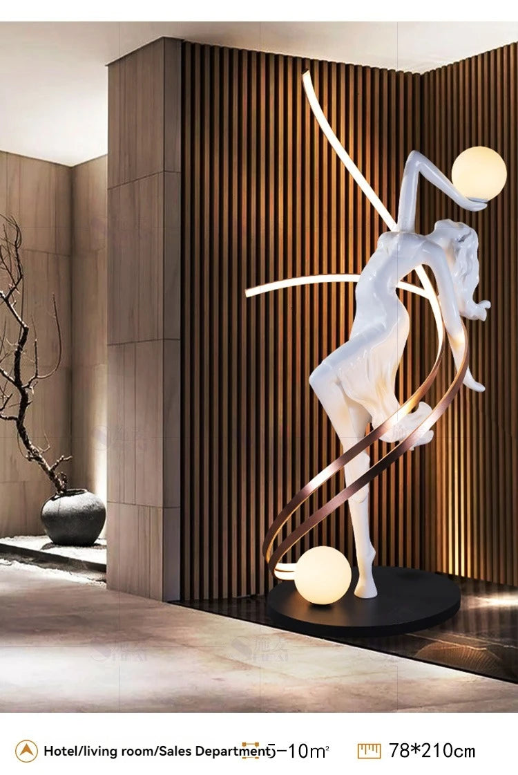 Misha White Goddess Statue Floor Lamp , Liberty Sculpture Floor Lamp , Art Human Floor Lamp