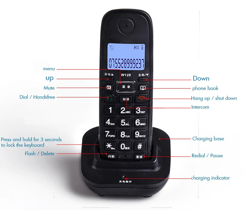 Wireless Telephone 1-4 handstes cordless Answering Machine 2.4G Corded Phone Handset office home hotel Long Range table phone