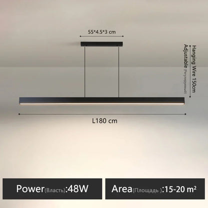 One word minimalist dining room chandelier modern long strip dining table lamp luxury dining room bar table lamp office light