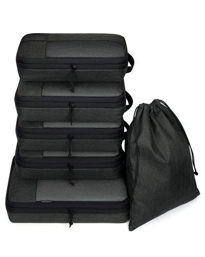 BAGSMART Compression Packing Cubes 6 Set Travel Organizers for Luggage Compressed Organizers  Suitcase Organizers with Shoe Bags
