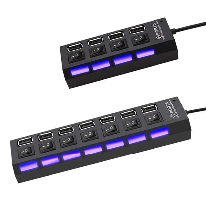 High Speed 4/7 Port USB2.0 Multi Splitter USB Hub 2.0 Use Power Adapter Multiple Expander Switch 30CM Cable Hub Docking Stations