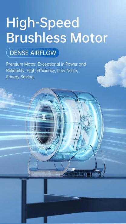 TINSOL 2500mAH Portable Electric Fan with Ambient Light Turbo Mute Electric Fan Desktop Wall Mount Ceiling Air Cooler