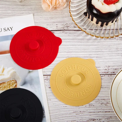 Mugs Lid With Convex Handle Silicone Glass Cup Cover Round Heat-Resistant Cup Lid Dustproof Universal Mug Sealed Cap Pantry
