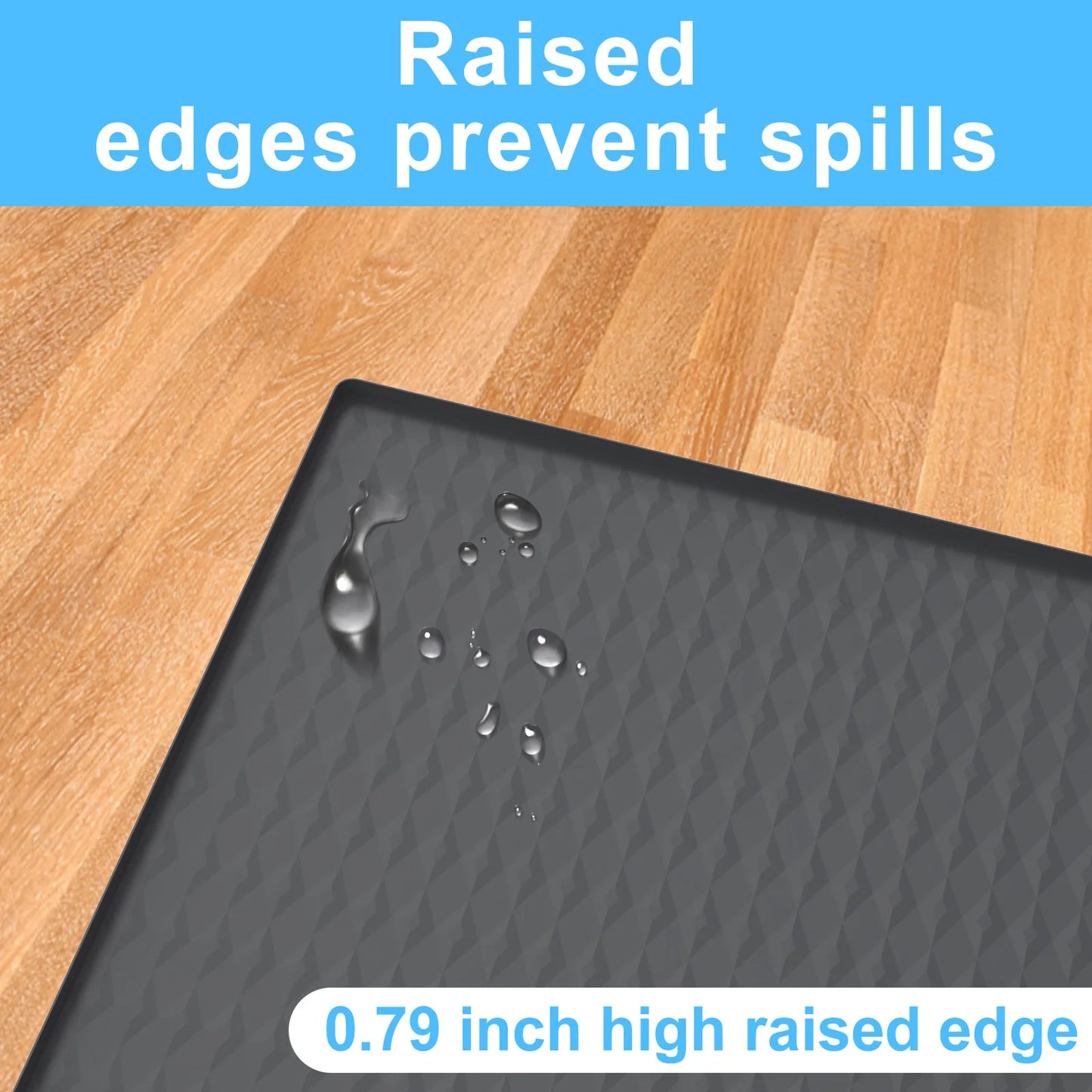 60x60cm Fridge Silicone Mat Mini Fridge Drip Pan with 0.8 Inch Raised Edges Under Refrigerator Floor Protector Furniture Pad