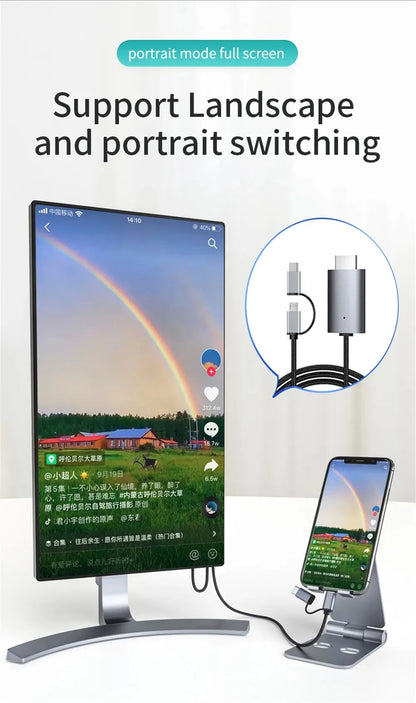 LD39 Wire HD Streaming Display TV Stick Dongle Micro USB Type C to HDMI Cable Mirroring Screen for Android Phone Tablet to TV