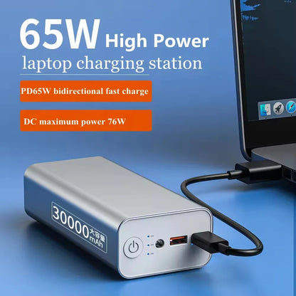 Powerful Mini 12V DC Output 65W Powerbank PD Charger 30000mAh Fast Charging Emergency Laptop Portable Power Banks Power Station