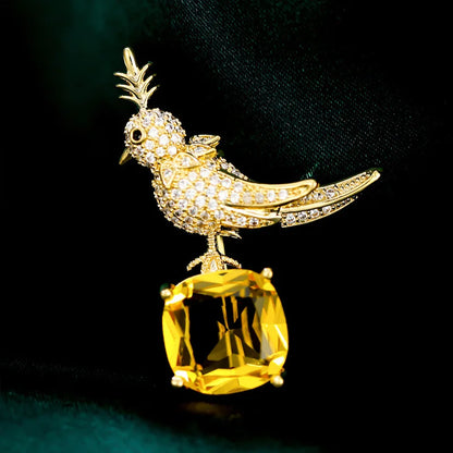 fashion crystal stone bird brooch women's mens coat accessories pins