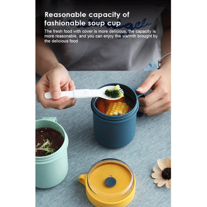 500ml Portable Breakfast Cup Multifunction Oatmeal Nut Yogurt Mug Snack Cup Microwave with Lid Spoon Creative Soup Cup