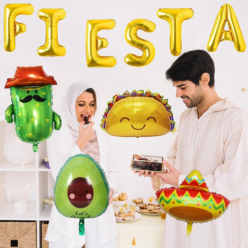 Mexican Party Decorative Balloons, Large Taco Party Decoration Balloon Set Mexican May 5Th Day Party