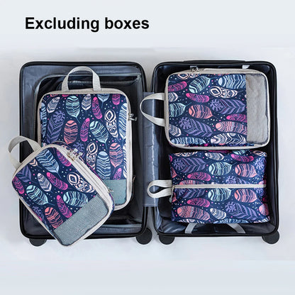 4pcs Compression Storage Bag Large Capacity Foldable Packing Cubes Washable Expandable Luggage Storage Bags Set