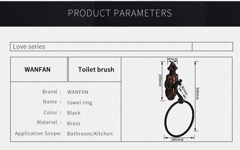 Robe Hooks European Style Brass Black Hangers For Clothes Towel Rack Clothes Hook Home Decoration Bathroom Hardware Set WF-88801