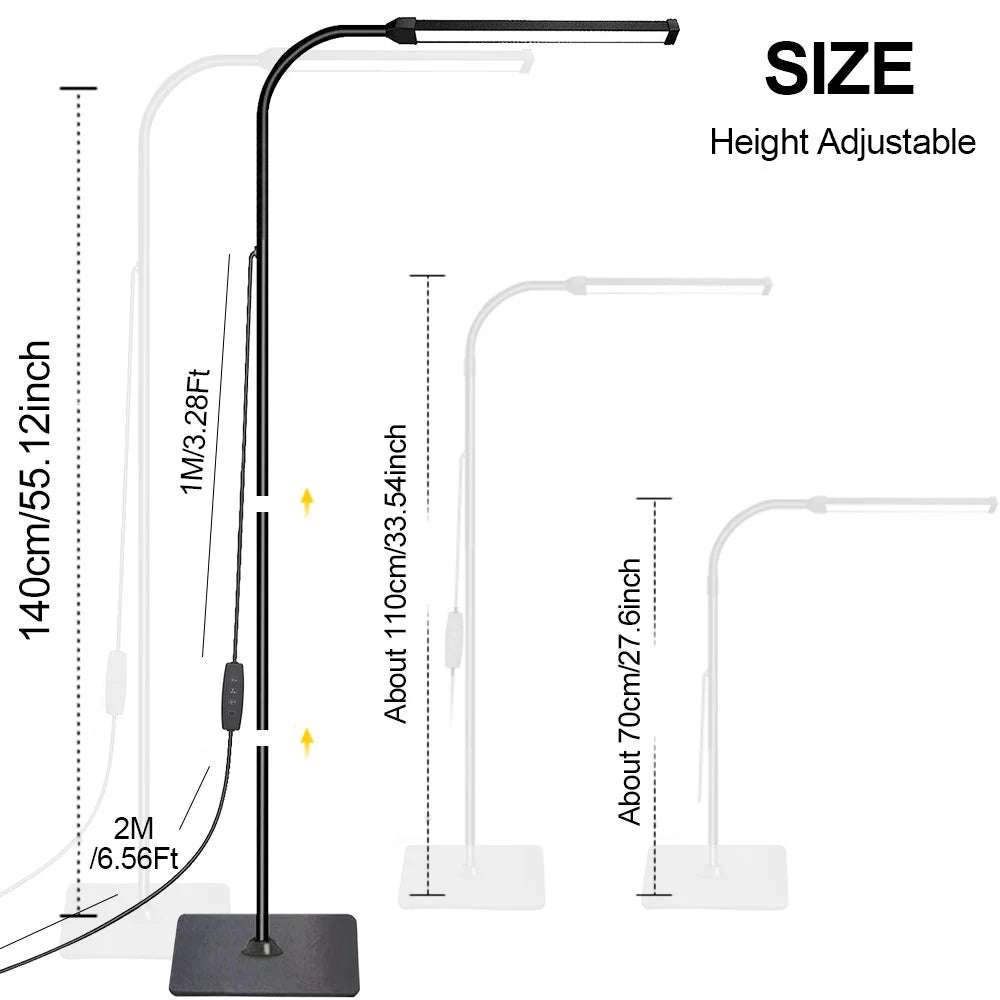 LED Floor Lamp For Living Room Adjustable Gooseneck Stand Light Dimmable Indoor Bedroom Standing Reading Light Office Decoration