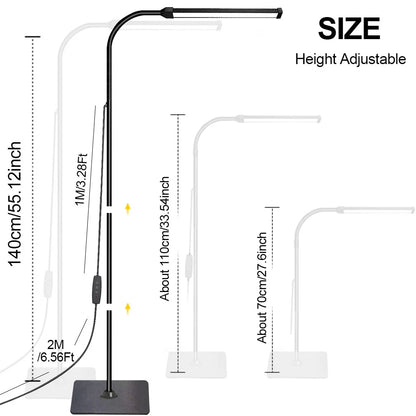 LED Floor Lamp For Living Room Adjustable Gooseneck Stand Light Dimmable Indoor Bedroom Standing Reading Light Office Decoration