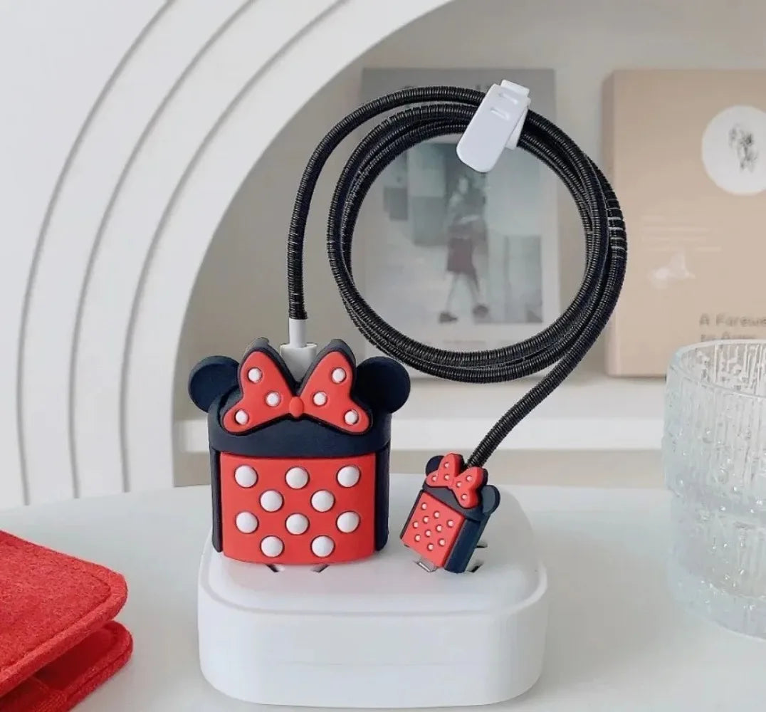 4Pcs Set Cable Protector for iPhone / iPad 18W/20W Charger Protector Case 3D Cartoon Cable Management Phone Wire Cord Organizers