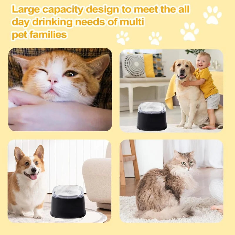 2.2L Dog Drinking Water Bowl No Spill Floating Non-Wetting Mouth Cat Slow Anti-Overflow Water Feeding Dispenser Large Capacity