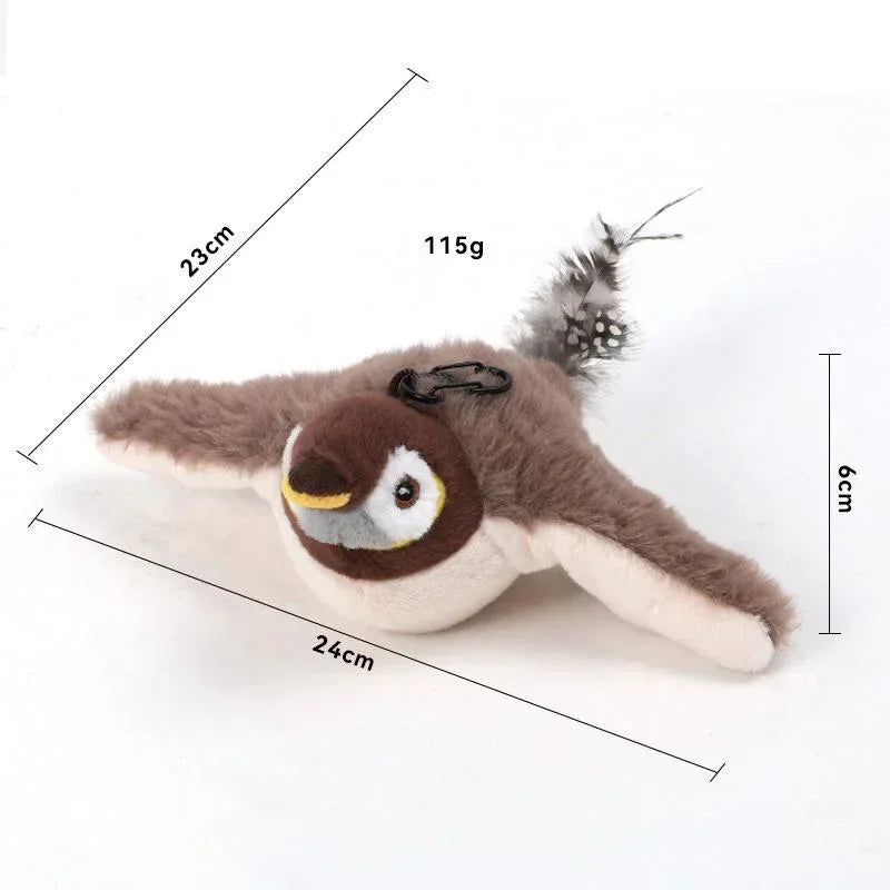 Interactive Cat Toys Flapping Bird Cat Toy Flying Wings Sparrow Catnip Toys Vivid Chirping Simulation Bird Interactive Pet Toy