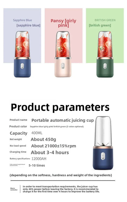 Portable Fruit Juice Blenders Summer Personal Electric Mini Bottle Home USB 6 Blades Juicer Cup Machine For Kitchen