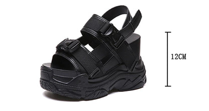 Platform Sandals Women 12cm 2025 High Heels Sexy Open-toed Sandals Wedge Increased Shoes Ladies Beach Summer Sandalia Casual