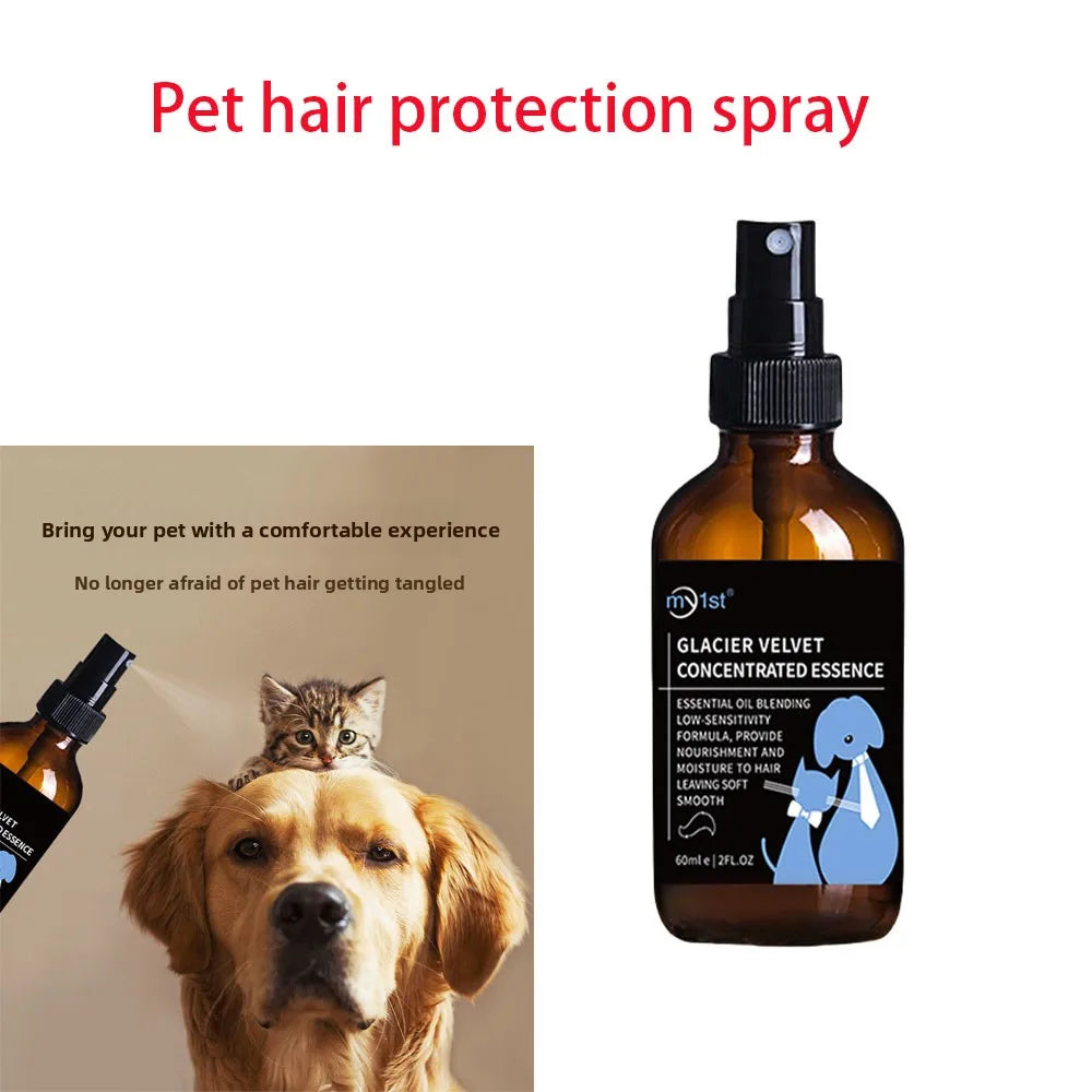 Pet hair care spray remove static electricity, brighten hair, remove body odor, open knot, leave-in day care essential oil spray