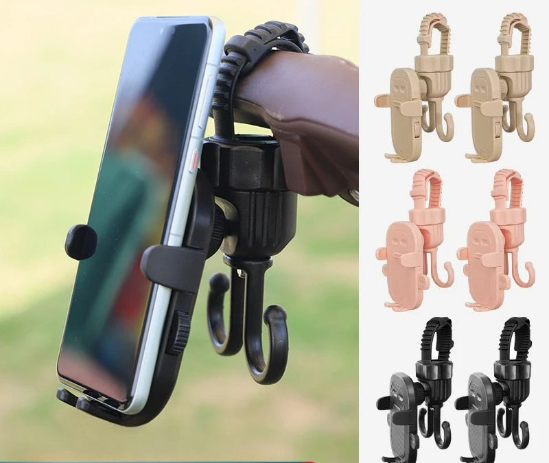 Universal Hook & Phone Holder - for Baby Strollers, Electric Bikes, and Stroller Hooks, Multi - function Hanging Bag Hook