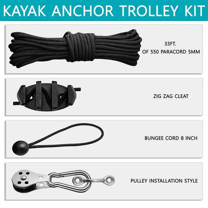 Kayak Anchors Trolley Kit Anchors System For Kayak Canoes Boat Kayak Hardware Eyes Wellnuts Screws Kayak Accessories For Kayak