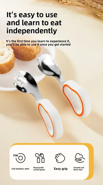 Baby Eating Training Soft Silicone Spoon Fork Cutlery Toddler Baby Feeding Utensils Cutlery Children Tableware Kids Fork Sets