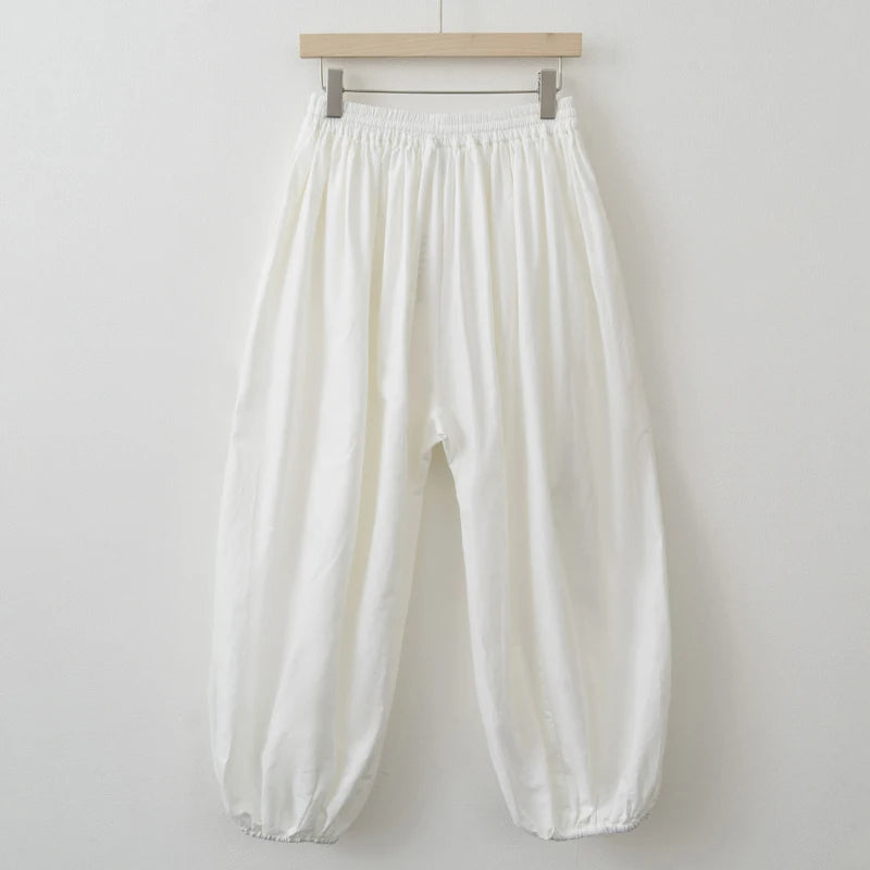 2025 Summer Trendy Linen Cotton Palazzo pants Women Bloomers Trousers