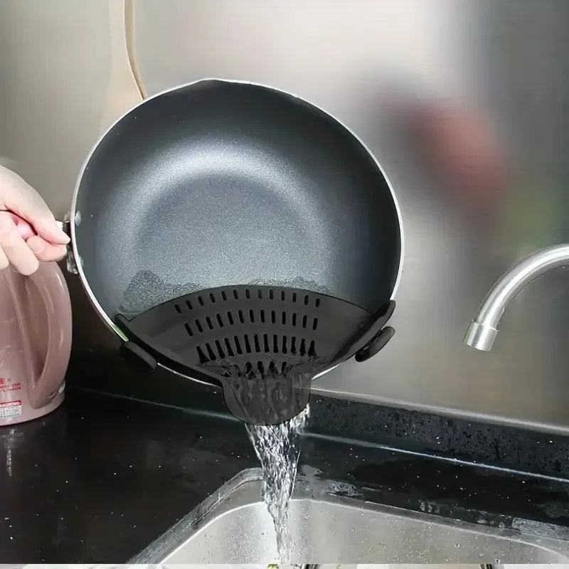 Universal Silicone Clip on Pan Pot Strainer Anti Spill Pasta Pot Strainer Food Grade Fruit Colander for Pasta Fruit Vegetable