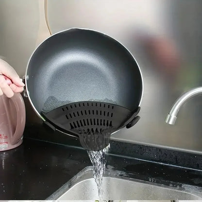 Universal Silicone Clip on Pan Pot Strainer Anti Spill Pasta Pot Strainer Food Grade Fruit Colander for Pasta Fruit Vegetable