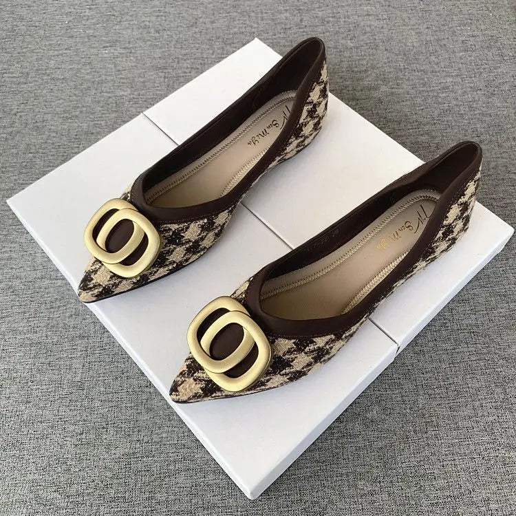 Office Shoes For Women 2024 Ladies Summer Footwear Luxury Leather Casual Formal Pointed Toe Low Heel Elegant Popular Wholesale H