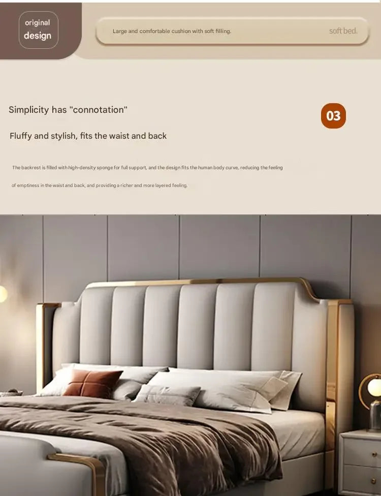 Italian Luxury Beds Leather Modern Simple Storage Beds Queen White Bedroom Double Somieres Marcos De Cama Bedroom Furniture