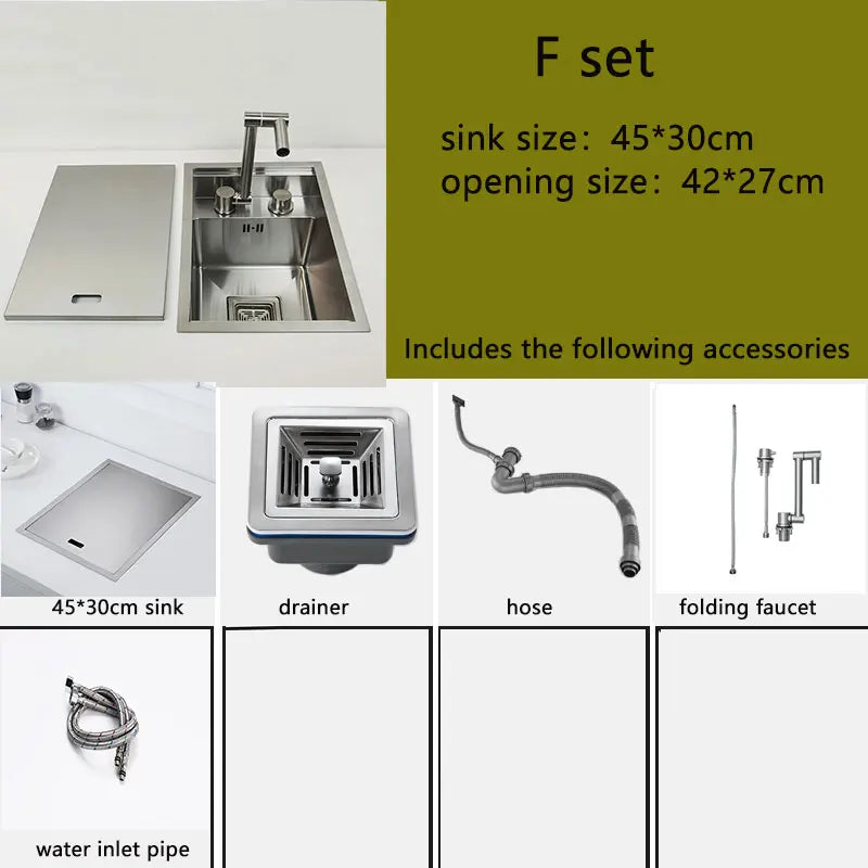 Black Kitchen sink Hidden Single bowl Bar Small Size sink Stainless Steel Balcony sink Concealed black kitchen sink Bar sink