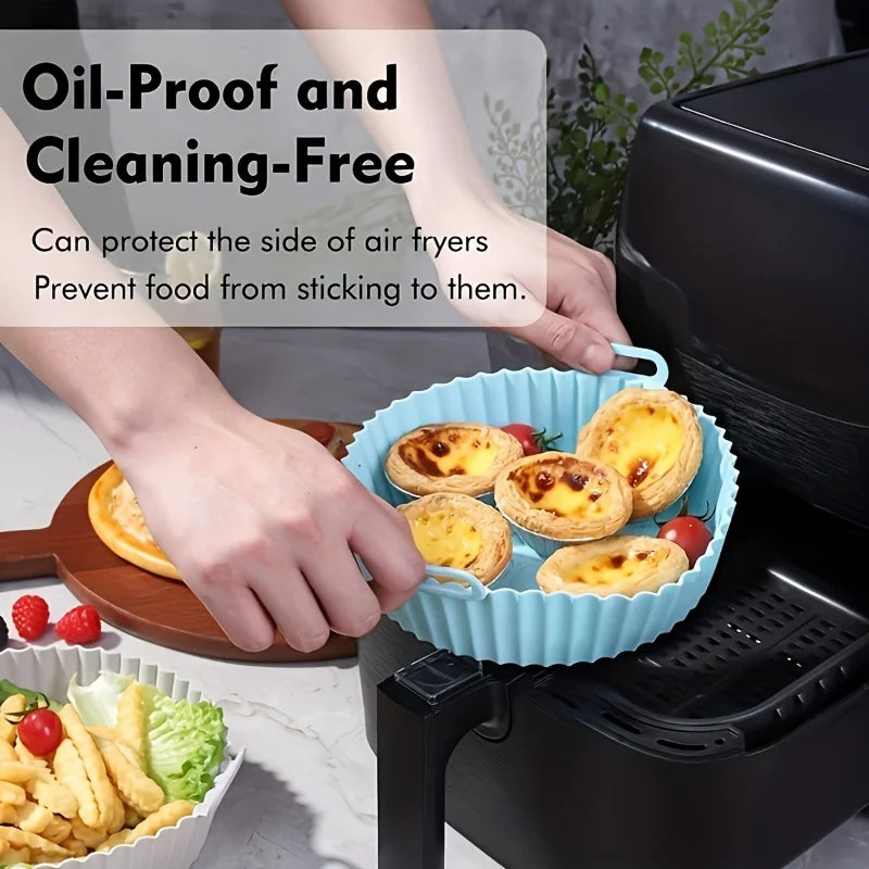 Reusable Silicone Air Fryer Liners Non-Stick Food-Safe Silicone Pot Silicone Air Fryer Liners Food Safe Non Stick Air Fryer Bask