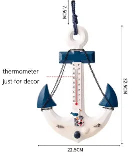 13"Nautical Wood Anchor Wall Art Decor Door Hanging Ornament Beach Theme Home Decoration Nautical Beach Wooden Anchor with Rope