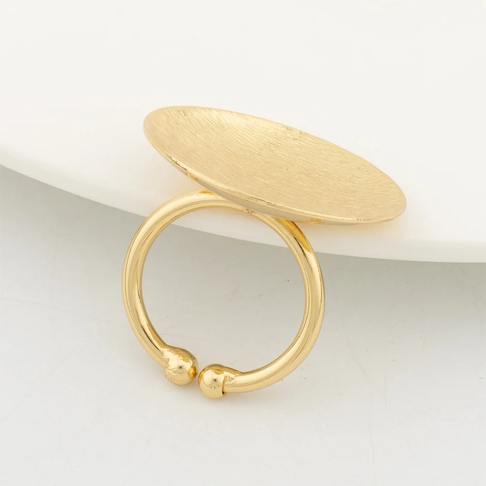 2024 New Jewelry Set 18K Gold Plated Round Earrings for Women Cuff Bangles Adjustable Ring Italian Wedding Jewelry Accessories