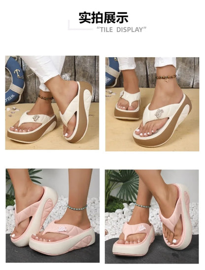 Women's Flip Flops 2025 Summer New Casual Slippers Fashion Platform Slippers for Women Outdoor Beach Slippers Lightw EVA Slides