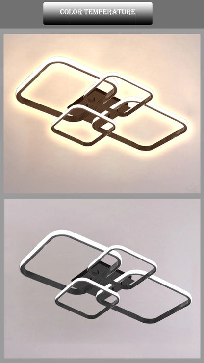 Modern LED Ceiling Light 4 Rings Black White Home Decor Lamp For Bedroom Living Room Restaurant Hotel Indoor Led Lighting Lustre