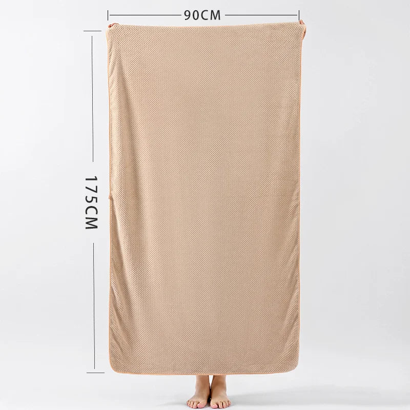 Boluoge large bath towel, thickened absorbent quick drying beach towel, coral fleece bath towel,  household adult towel