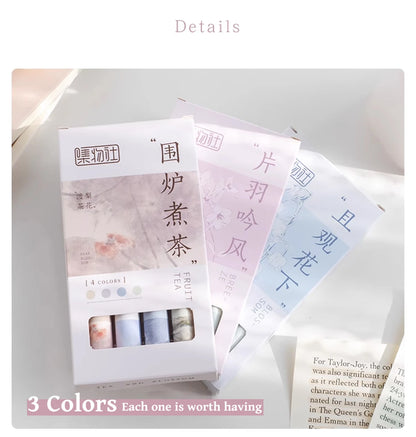 4PCS Retro Style Handbook Pen Marker Graffiti Brush Inscription Pen Office Culture and Educational Supplies